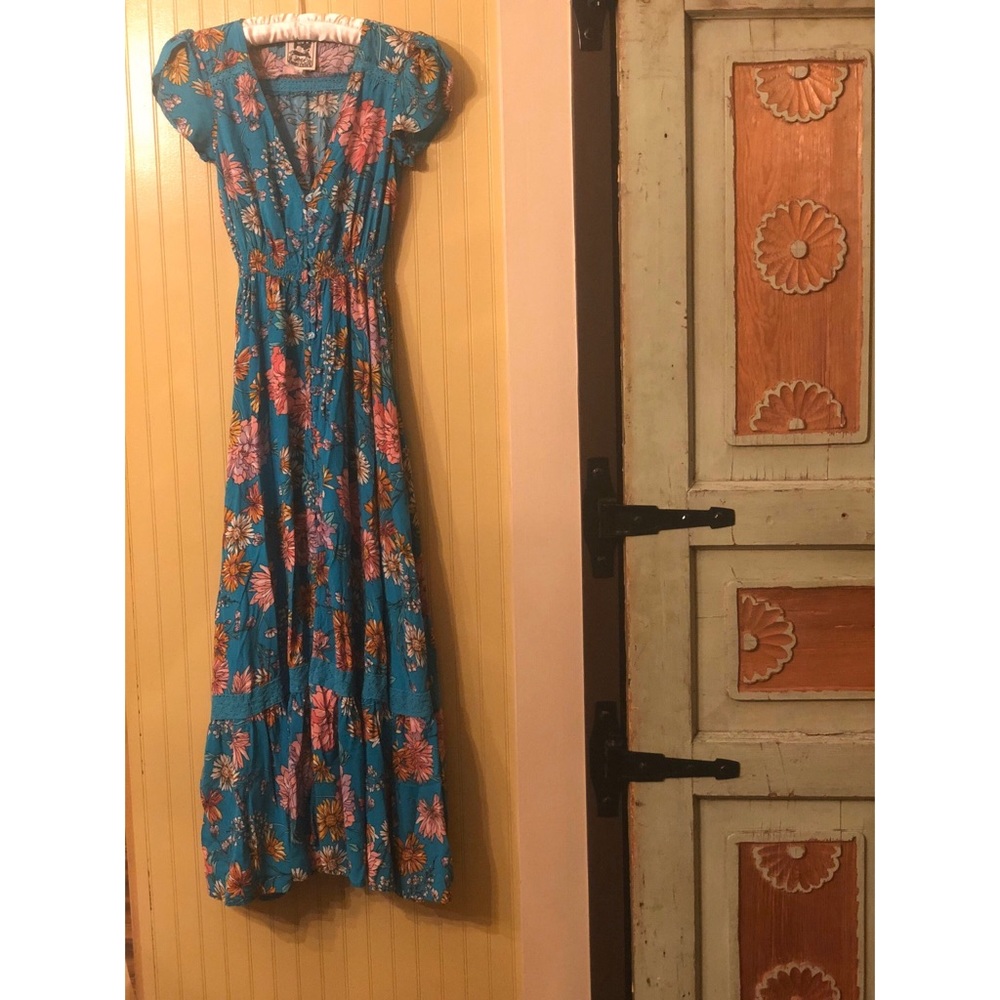 Jaase Teal Floral Maxi Dress